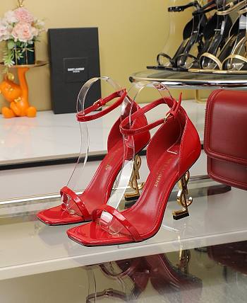 Saint Laurent Opyum Open Toe Red Heels 10.5cm