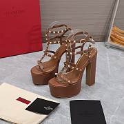 Valentino Gladiator Sandals Buckle Strappy Brown Heels 15CM - 1