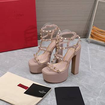 Valentino Gladiator Sandals Buckle Strappy Cream Heels 15CM