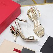 Valentino Leather Floral High Heel Gold 10CM - 6