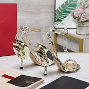 Valentino Leather Floral High Heel Gold 10CM - 4