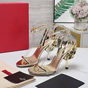 Valentino Leather Floral High Heel Gold 10CM - 3