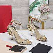 Valentino Leather Floral High Heel Gold 10CM - 2