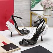 Valentino Leather Floral High Heel Black 10CM - 6