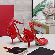 Valentino Leather Floral High Heel Red 10CM - 6