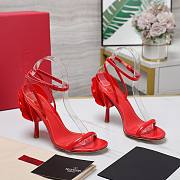 Valentino Leather Floral High Heel Red 10CM - 4