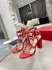 Valentino Rock Stud Sandal Heel Red 10CM - 5