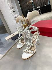 Valentino Rock Stud Sandal Heel White 10CM - 5