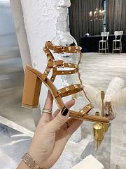 Valentino Rock Stud Sandal Heel Brown 10CM - 6