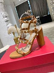 Valentino Rock Stud Sandal Heel Brown 10CM - 3