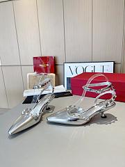 Valentino Slingback Sandals High Heels Silver 4CM - 4