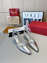 Valentino Slingback Sandals High Heels Silver 4CM - 3