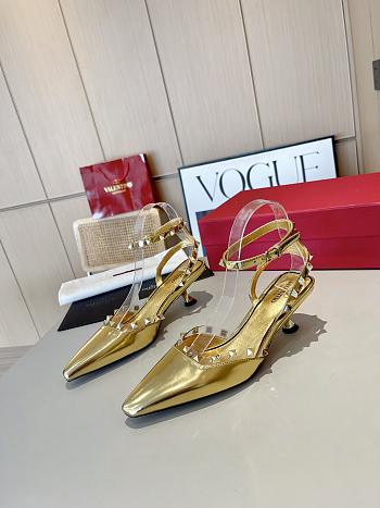 Valentino Slingback Sandals High Heels Gold 4CM