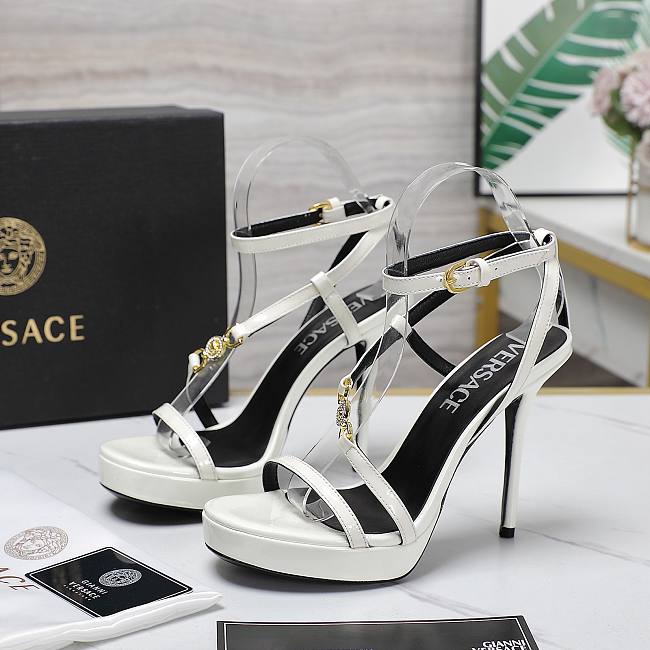 Versace White Medusa 95 Patent Heeled 10.5CM - 1