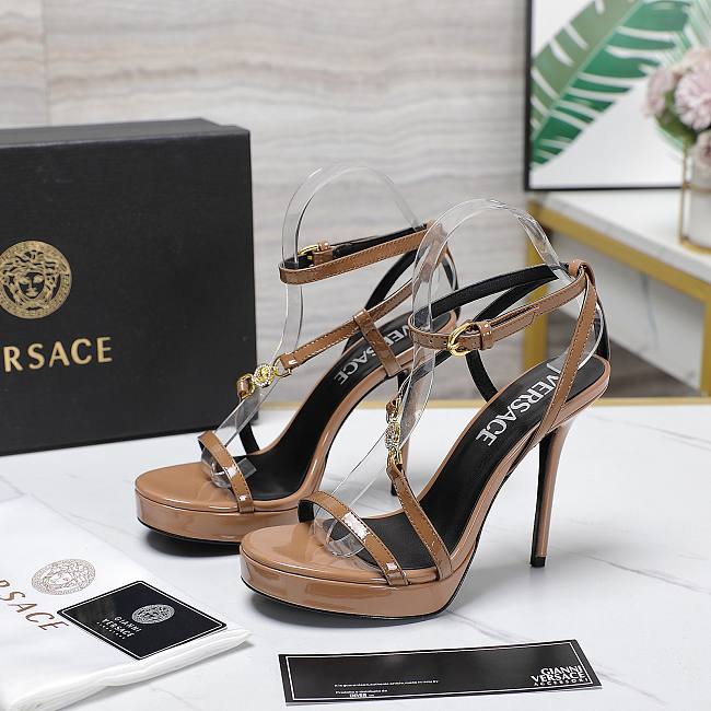 Versace Brown Medusa 95 Patent Heeled 10.5CM - 1