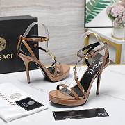 Versace Brown Medusa 95 Patent Heeled 10.5CM - 2