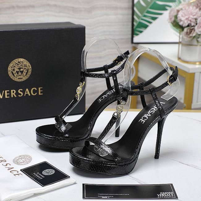 Versace Black Medusa 95 Snake Heeled 10.5CM - 1