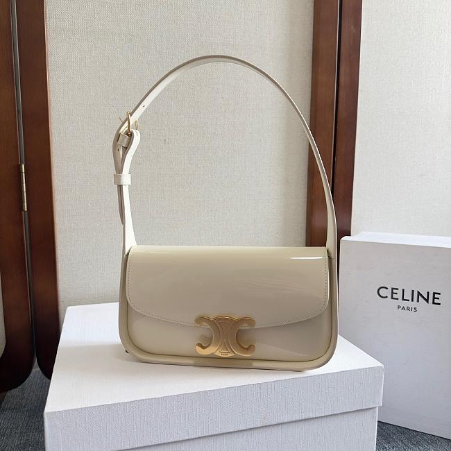 Celine White Bag Terence In Patent Size 20x5x11CM - 1