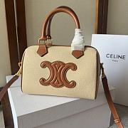 Celine Boston Beige Tan Canvas Size 20x14x10cm - 1
