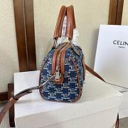 Celine Boston Canvas Blue 197582 Size 20x14x10cm - 6
