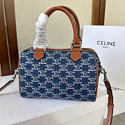 Celine Boston Canvas Blue 197582 Size 20x14x10cm - 4