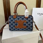 Celine Boston Canvas Blue 197582 Size 20x14x10cm - 3