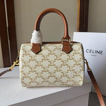 Celine Boston Canvas Brown 197582 Size 20x14x10cm