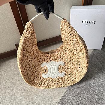 Celine Classic White Panier Hobo In Raffia Size 33x16x4cm