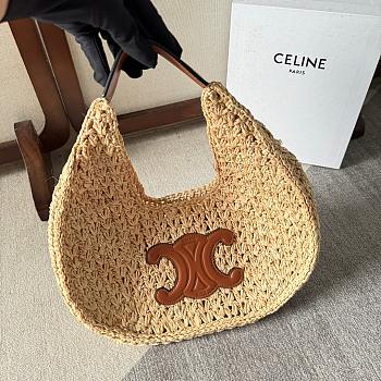 Celine Classic Brown Panier Hobo In Raffia Size 33x16x4cm