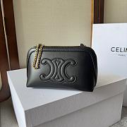 Celine Clutch on Chain Cuir Triomphe in Black Size 16×11×8cm - 5