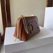 Celine Clutch on Chain Cuir Triomphe in Brown Size 16×11×8cm - 2
