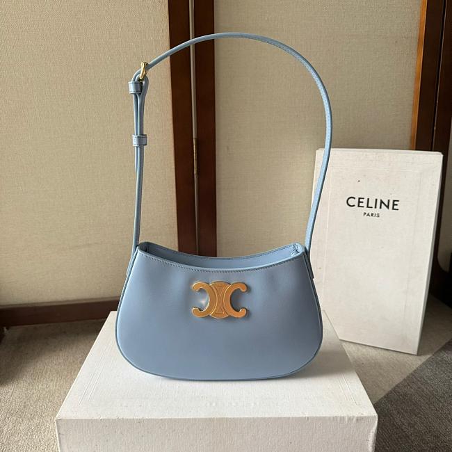 Celine Tilly Bag in Shiny Calfskin Blue Size 22x13x4cm - 1