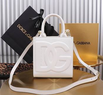 Dolce & Gabbana Embossed Tote White Bag Size 16×17×8CM