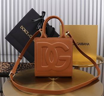 Dolce & Gabbana Embossed Tote Brown Bag Size 16×17×8CM