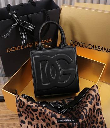Dolce & Gabbana Embossed Tote Black Bag Size 16×17×8CM