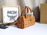 MCM Ella Boston Mini Bag in Visetos Brown Size 18x8x10CM - 6