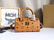 MCM Ella Boston Mini Bag in Visetos Brown Size 18x8x10CM - 4