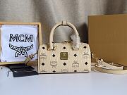 MCM Ella Boston Mini Bag in Visetos Beige Size 18x8x10CM - 4