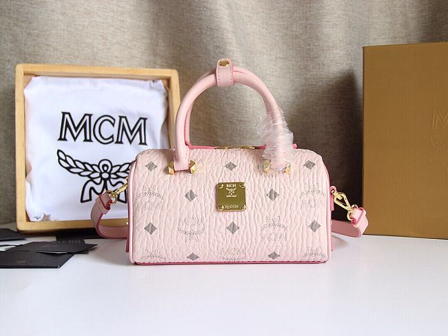 MCM Ella Boston Mini Bag in Visetos Pink Size 18x8x10CM - 1