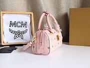 MCM Ella Boston Mini Bag in Visetos Pink Size 18x8x10CM - 6