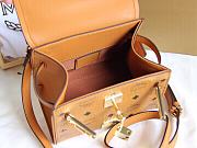 MCM Heritage Satchel In Visetos Brown Size 18x9x14CM - 5