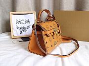 MCM Heritage Satchel In Visetos Brown Size 18x9x14CM - 6