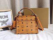 MCM Heritage Satchel In Visetos Brown Size 18x9x14CM - 2