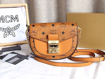 MCM Printed Canvas Brown Size 18x5x14CM