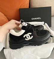 Chanel Black Grained Calfskin Low Top Sneakers - 2