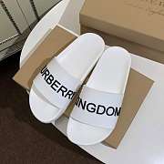 Burberry White Rubber Kingdom Motif Pool Slides - 1