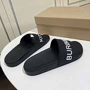 Burberry Black Rubber Kingdom Motif Pool Slides - 5