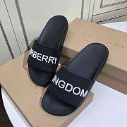 Burberry Black Rubber Kingdom Motif Pool Slides - 4