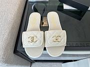 Chanel White CC Logo Turnlock Mules Slides - 5