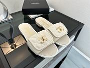 Chanel White CC Logo Turnlock Mules Slides - 2